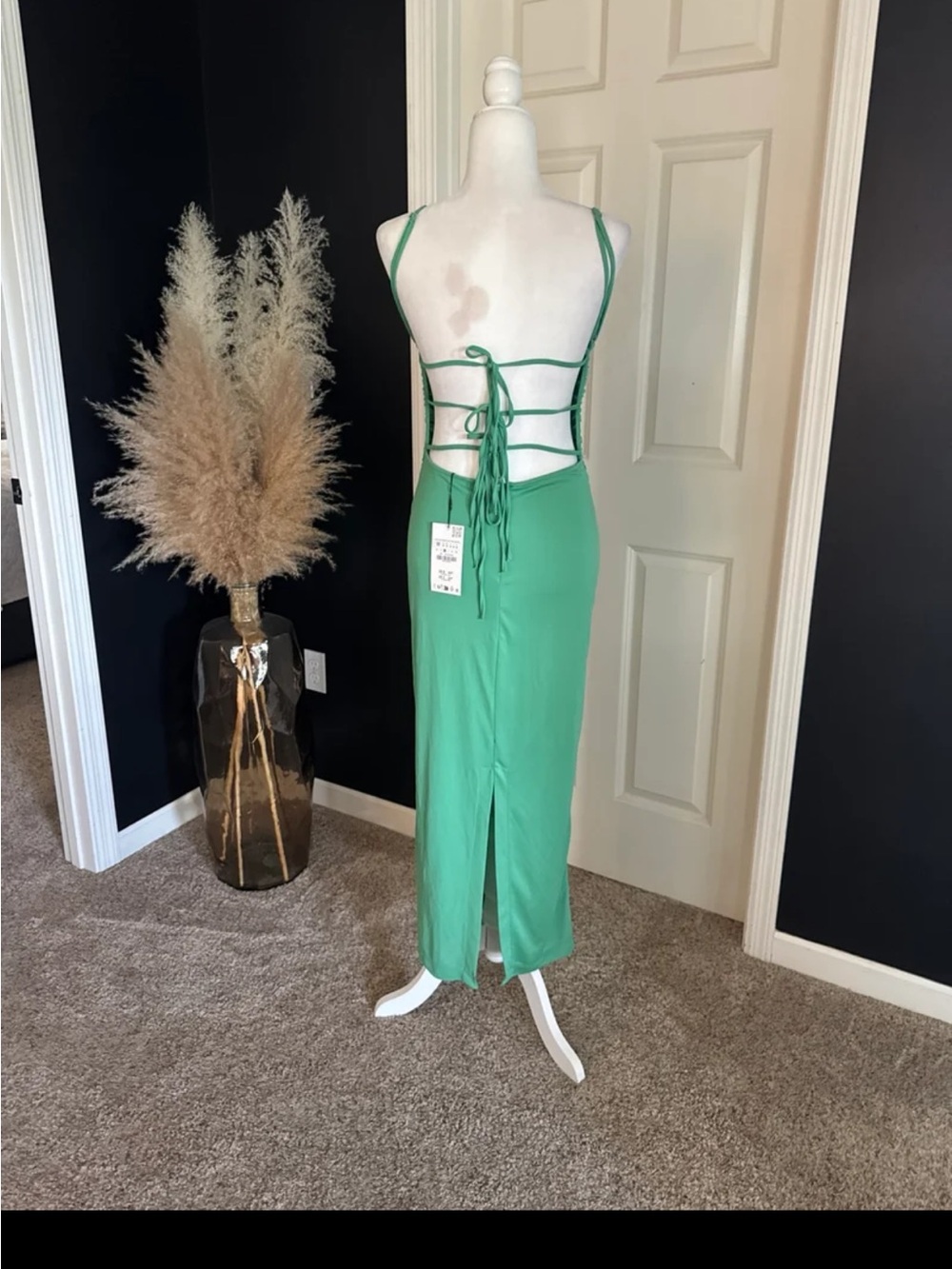 NWT Zara Draped Open Back Dress in Mid-green size Medium - Picture 7 of 12